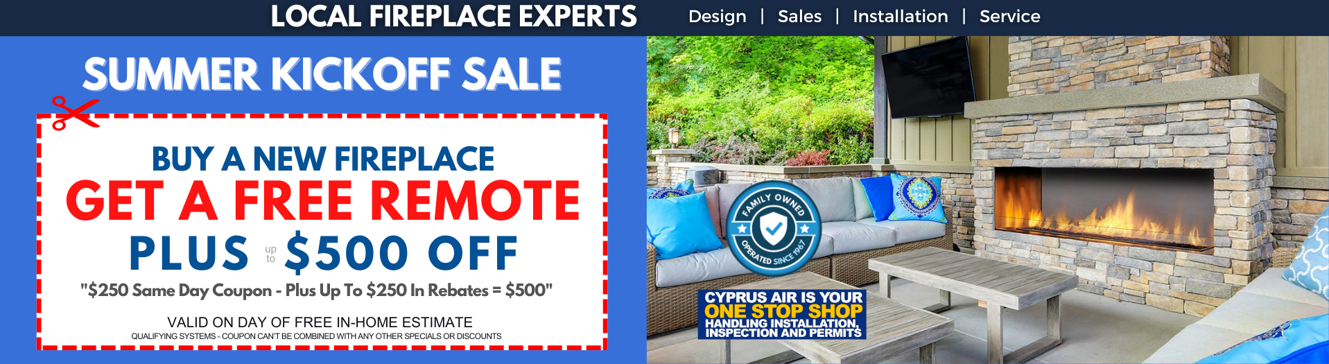 CYPRUS AIR SUMMER FIREPLACE SALE